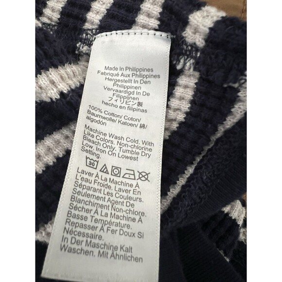 J Crew Waffle Knit Navy Stripe Sweater Relaxed Women XL Nautical Cotton - Picture 7 of 8